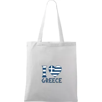 Nákupní taška I love Greece - Taška bavlněná - 42 x 38 cm ( Bílá )