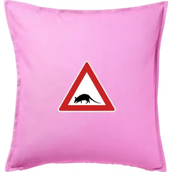 Polštář Dopravní značka - krysa - Polštář 50x50 - 50x50 - Pouze potah ( Růžová )