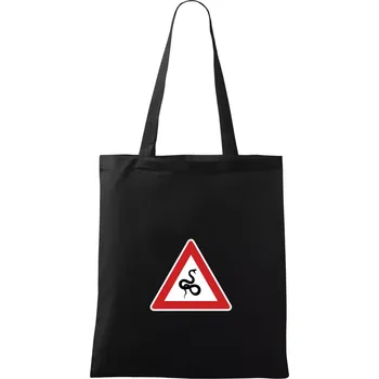 Nákupní taška Dopravní značka - Pozor had - Taška bavlněná - 42 x 38 cm ( Černá )