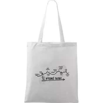 Nákupní taška Vysoké Tatry - profil cesty - Taška bavlněná - 42 x 38 cm ( Bílá )