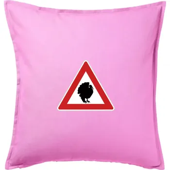 Polštář Dopravní značka - krocan - Polštář 50x50 - 50x50 - Pouze potah ( Růžová )