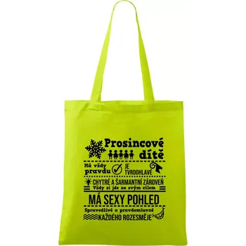 Narozeniny prosinec - Taška bavlněná - 42 x 38 cm ( Limetková )
