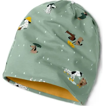 Čepice 684767 - Tchibo - Dětská oboustranná čepice - pro ženy - vel. 53-56 cm - barva: zelená/s potiskem