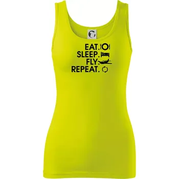 Dámské tričko Eat sleep fly repeat - Dámské tílko - 2XL ( Limetková )