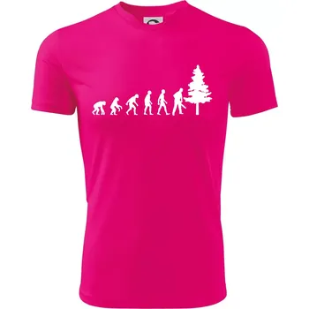 Chlapecké tričko Evoluce dřevorubec - pila a strom - Dětské triko sportovní (dresovina) - 122 cm/6 let ( Neon Pink )