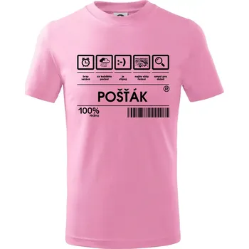 Čárový kód pošťák - Tričko dětské bavlněné - 98 cm / 2 roky ( Růžová )