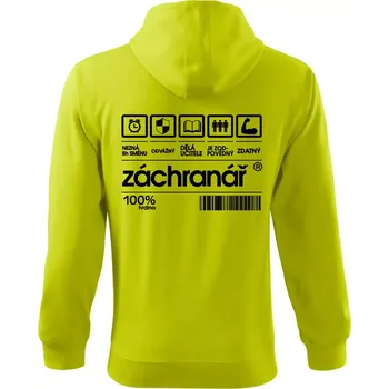 Pánská móda Čárový kód záchranář - Mikina s kapucí na zip trendy zipper - 2XL ( Limetková )