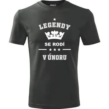 Pánská móda Grafitové tričko Legendy se rodí v únoru - dárek k 50 narozeninám pro muže - barva antracit - velikost XL