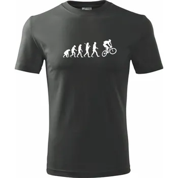 Pánská móda Grafitové tričko Evoluce cyklista - dárek pro cyklistu - barva antracit - velikost S