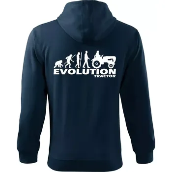 Pánská mikina Evoluce traktor - Mikina s kapucí na zip trendy zipper - 3XL ( Námořní modrá (velmi tmavá - téměř černá) )