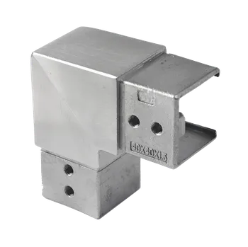 Zábradlí Přechod - koleno 90° (40x40x1,5 mm) na madlo EB1-JHM40, lepený spoj, broušená nerez K320 / AISI304