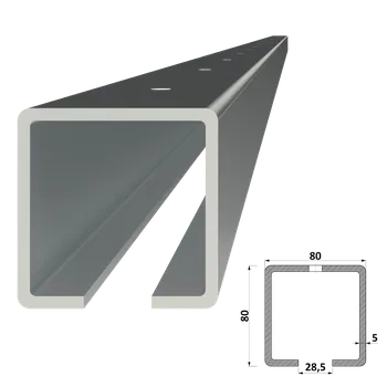 C profil 80x80x5mm s otvory, pozinkovaný, délka 1m