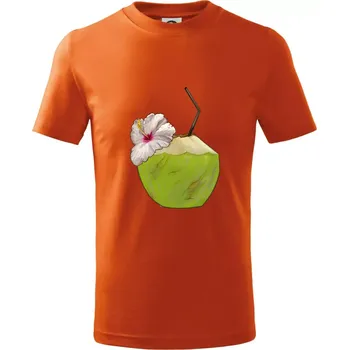 Kokosový nápoj - Tričko dětské bavlněné - 134 cm/8 let ( Oranžová )