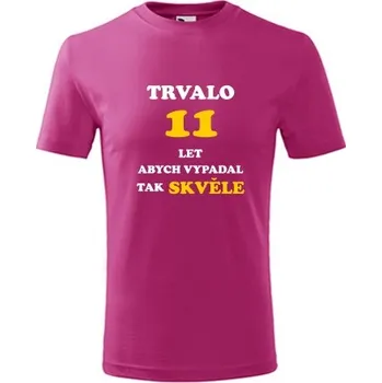 Chlapecké oblečení Purpurové dětské tričko trvalo 11 let - dárky k 11 narozeninám pro vnuka - barva purpurová - velikost 6let