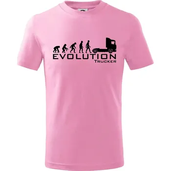 Evoluce trucker - Tričko dětské bavlněné - 134 cm/8 let ( Růžová )