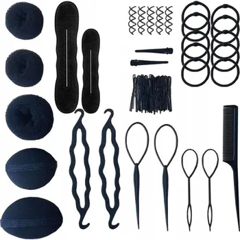 Velká sada pro úpravu vlasů, výplň do vlasů, vlásenky, drdol, hřeben na úpravu účesů