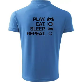 Pánská košile Play Eat Sleep Repeat game - Polokošile pánská Pique Polo 203 - 4XL ( Azurově modrá )