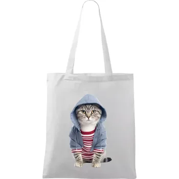 Kočka v pruhovaném triku - Taška bavlněná - 42 x 38 cm ( Bílá )