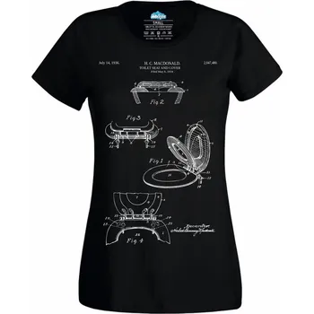 Dámské tričko Toaletní prkýnko Patent H. C. Macdonald (Velikost: 4XL, Barva: Černá)