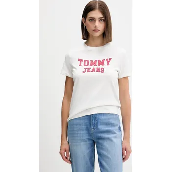 Bavlněné tričko Tommy Jeans DW0DW21966 béžová 01X, vel. XL