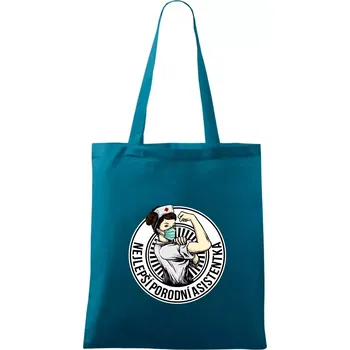 Nejlepší porodní asistentka - Taška bavlněná - 42 x 38 cm ( Petrolejová )