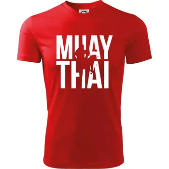 Nápis Muay Thai - Dětské triko sportovní (dresovina) - 158 cm/12 let ( Červená )