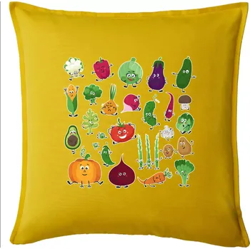 Polštář Veselá zelenina - Polštář 50x50 - 50x50 - Pouze potah ( Žlutá )