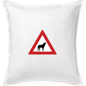 Polštář Dopravní značka - Pozor vlk - Polštář 50x50 - 50x50 - Pouze potah ( Bílá )