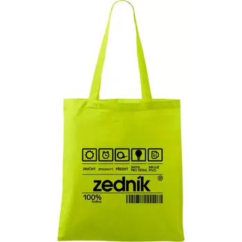 Čárový kód zedník - Taška bavlněná - 42 x 38 cm ( Limetková )