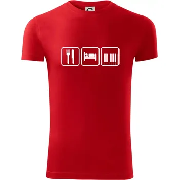 Pánské tričko Eat sleep piano v řadě - Viper FIT - Pánské zůžené tričko - L ( Červená )