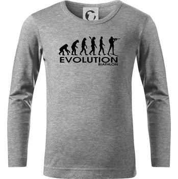 Evoluce biatlonu Biathlon - Triko dětské Long Sleeve - 158 cm/12 let ( Tmavě šedý melír )