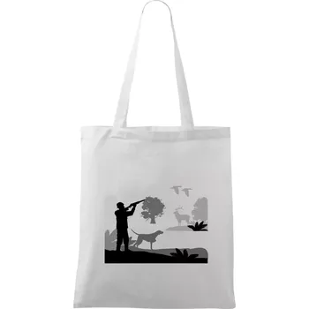 Lovec a ohař v lese - Taška bavlněná - 42 x 38 cm ( Bílá )