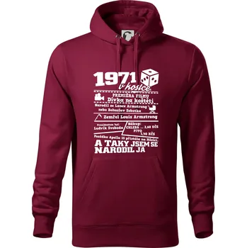 Pánská mikina 1971 v kostce - Mikina pánská Cape s kapucí - 4XL ( Garnet )