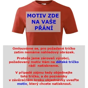 Červené dětské tričko s motivem na přání - barva červená - velikost 10let