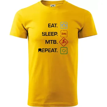Pánské tričko Eat sleep MTB repeat - Klasické pánské triko vyšší gramáže - XS ( Žlutá )
