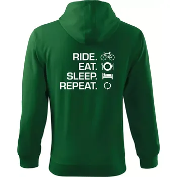 Pánská mikina Ride Eat Sleep Repeat kolo - Mikina s kapucí na zip trendy zipper - 2XL ( Lahvově zelená )
