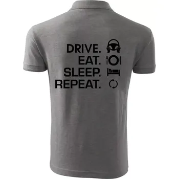 Pánská košile Drive eat sleep repeat - Polokošile pánská Pique Polo 203 - 4XL ( Tmavě šedý melír )