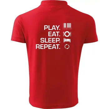 Pánská košile Play eat sleep piano - Polokošile pánská Pique Polo 203 - 5XL ( Červená )