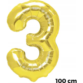 Balónek FÓLIOVÝ BALÓNEK ČÍSLICE ČÍSLO 3 ZLATÝ NA OSLAVU NAROZENIN PÁRTY 100cm