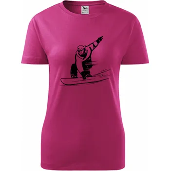 Purpurové dámské tričko snowboardista - barva purpurová - velikost L