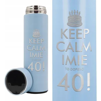 Termohrnek TERMOHRNEK Modrý Jako Dárek k Narozeninám KEEP CALM JMÉNO JE MU POUZE 40!