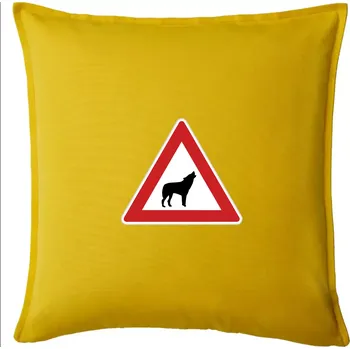 Polštář Dopravní značka - Pozor vlk - Polštář 50x50 - 50x50 - Pouze potah ( Žlutá )