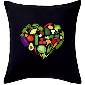 Polštář Zelenina Srdce - Polštář 50x50 - 50x50 - Pouze potah ( Černá )