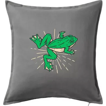 Polštář Žába zelená kreslená - Polštář 50x50 - 50x50 - Pouze potah ( Tmavě šedý melír )