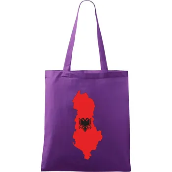 Albánie mapa a znak - Taška bavlněná - 42 x 38 cm ( Fialová )