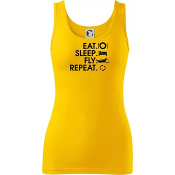 Dámské tričko Eat sleep fly repeat - Dámské tílko - XS ( Žlutá )