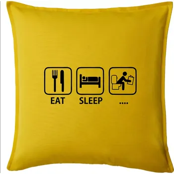 Polštář Eat sleep záchod - Polštář 50x50 - 50x50 - Pouze potah ( Žlutá )