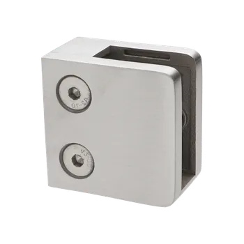 Zábradlí Svorka skla plochá (45x45x27mm) se spodní podložkou, broušená nerez K320 /AISI304, balení neobsahuje gumičky na sklo