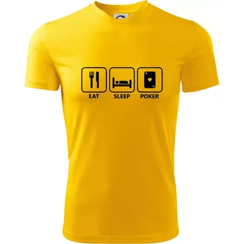 Chlapecké tričko Eat sleep poker - Dětské triko sportovní (dresovina) - 146 cm/10 let ( Žlutá )