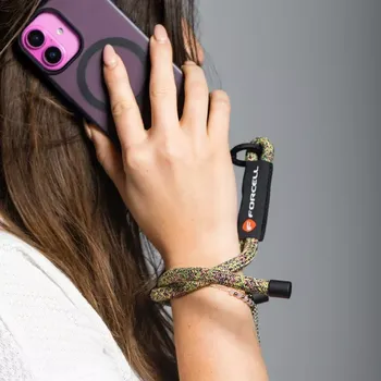 Šňůrka k mobilu na ruku Forcell R10X40 zeleno-růžová (Šňůrka k mobilu na ruku Forcell F-Design R10X40 – zeleno-růžovo-fialová, pevná a barevná s regulací délky)